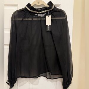 NWT PEARL SHEER TOP WOMENS SIZE XS FASHION NOVA